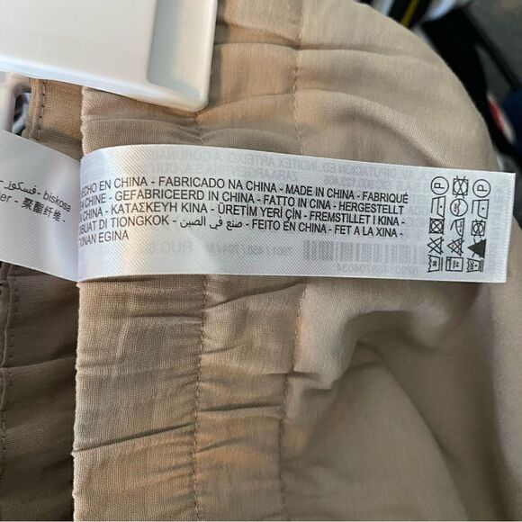 Zara Womens Elastic Waist Straight Leg Pull-On Trouser Pants Tan Medium NWT - Picture 9 of 11